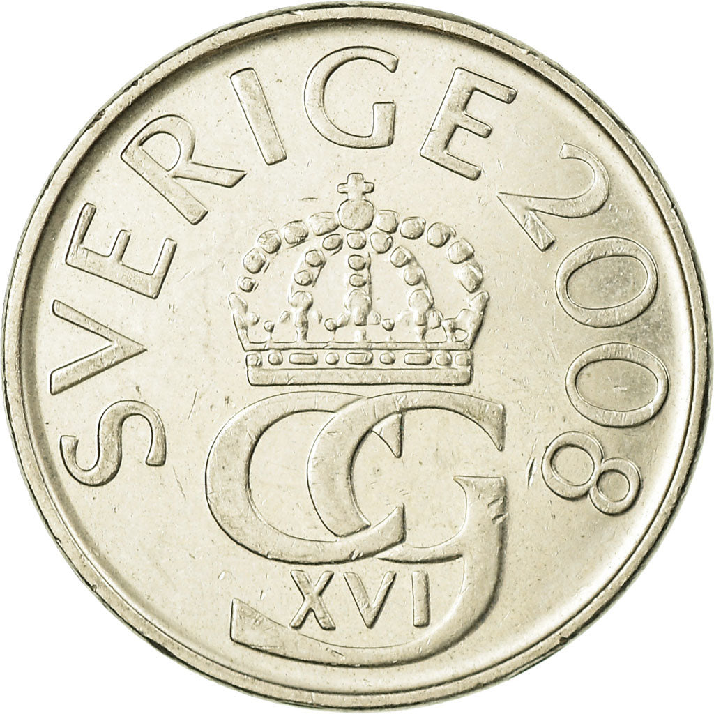 Coin, Sweden, Carl XVI Gustaf, 5 Kronor, 2008, EF(40-45), Copper-Nickel Clad