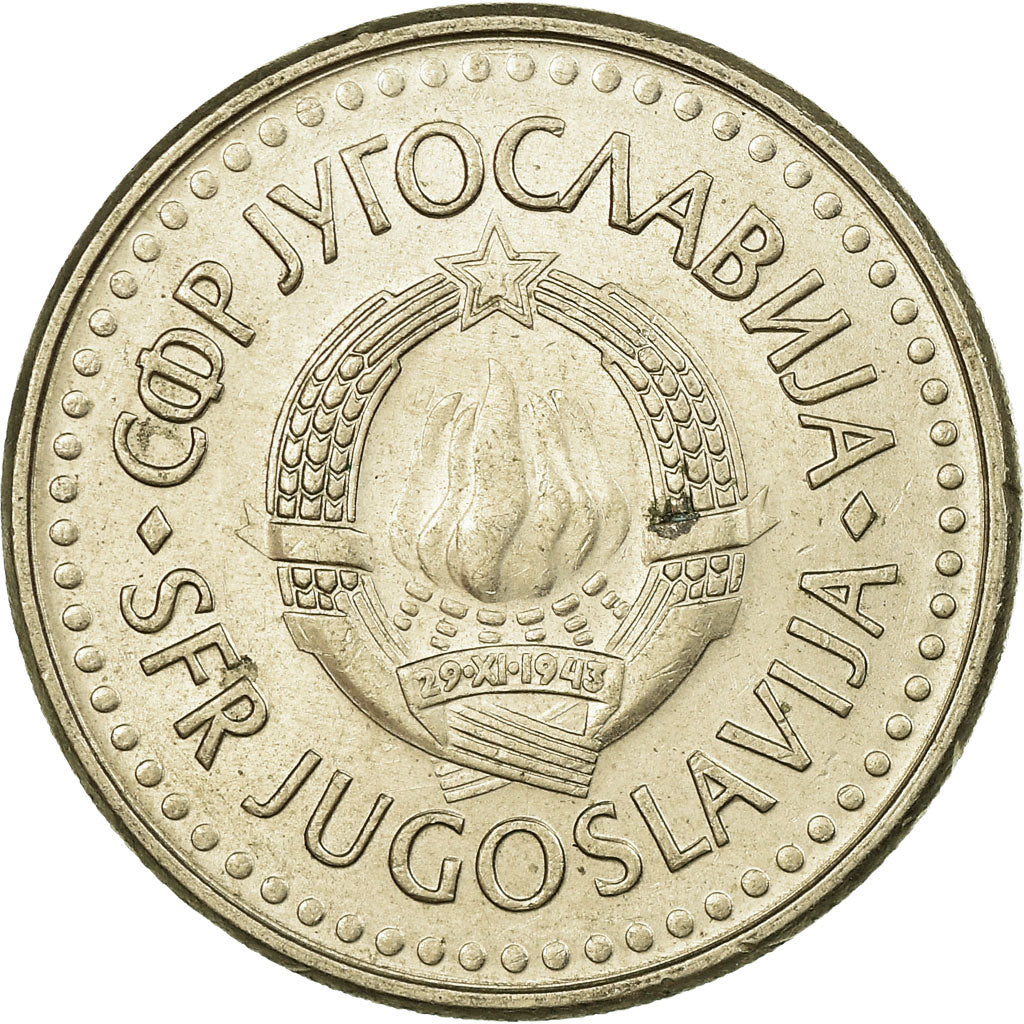 Moneta, Iugoslavia, 5 Dinara, 1990, BB, Rame-nichel-zinco, KM:144