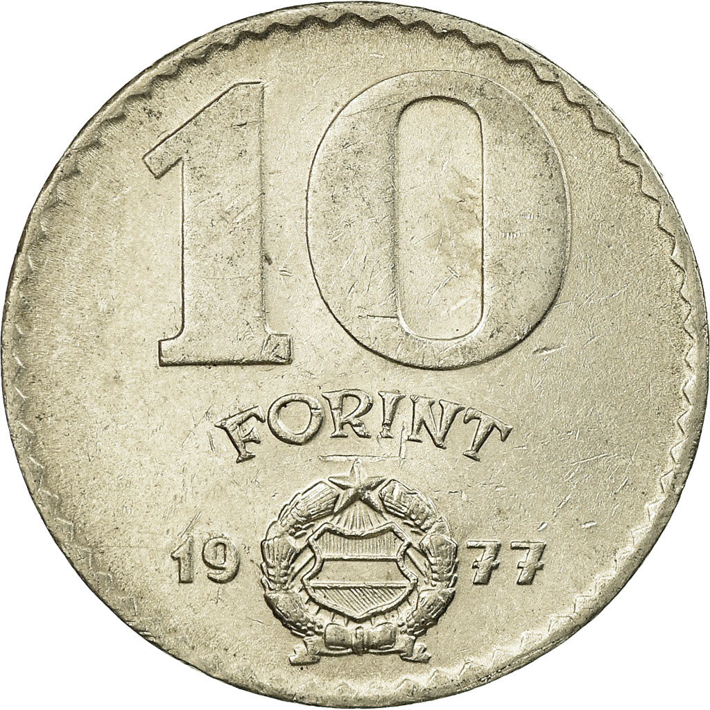 Munten, Hongarije, 10 Forint, 1977, ZF, Nickel, KM:595