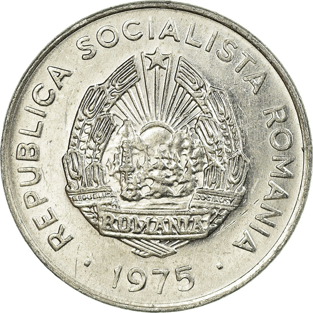 Coin, Romania, 15 Bani, 1975, AU(55-58), Aluminum, KM:93a