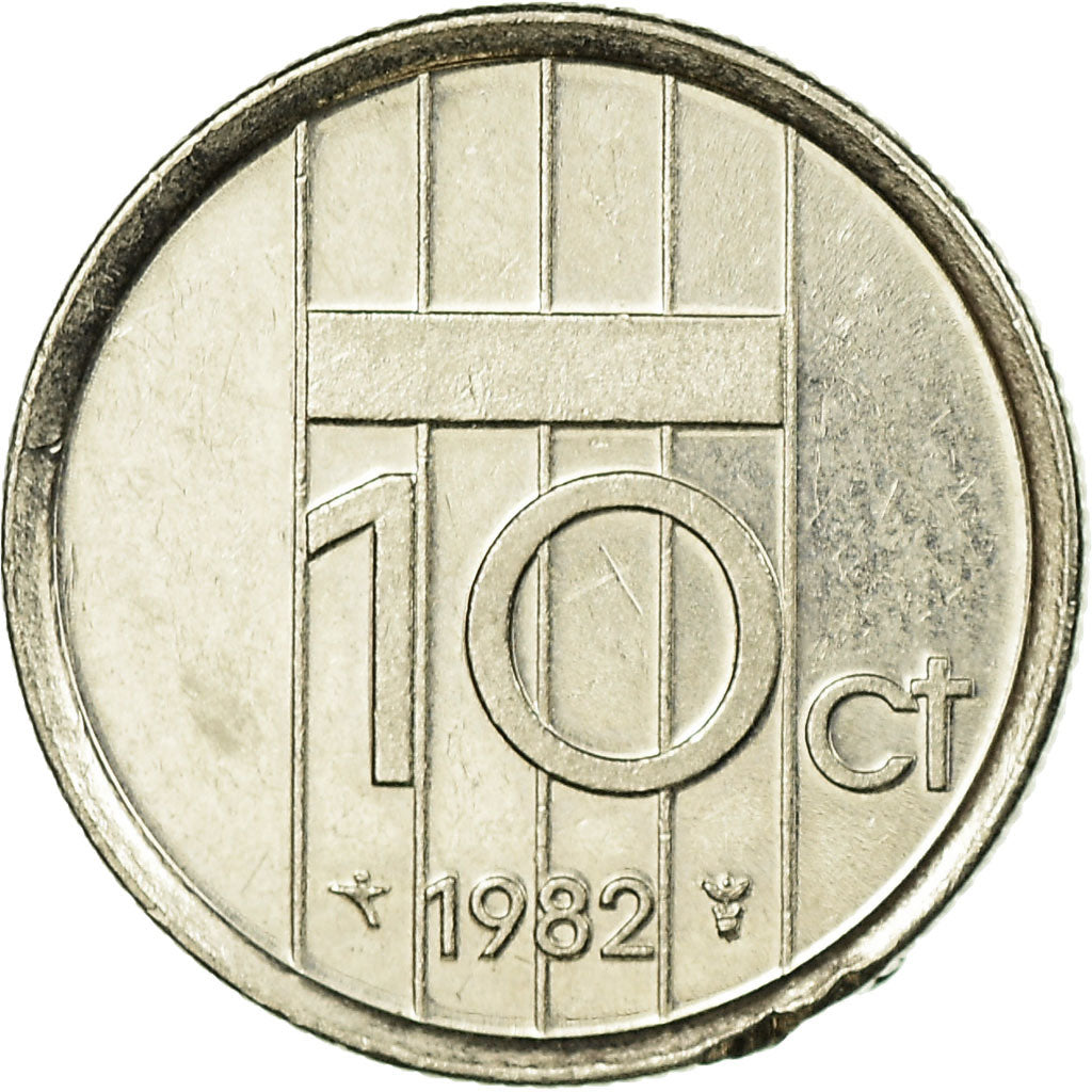 Coin, Netherlands, Beatrix, 10 Cents, 1982, EF(40-45), Nickel, KM:203