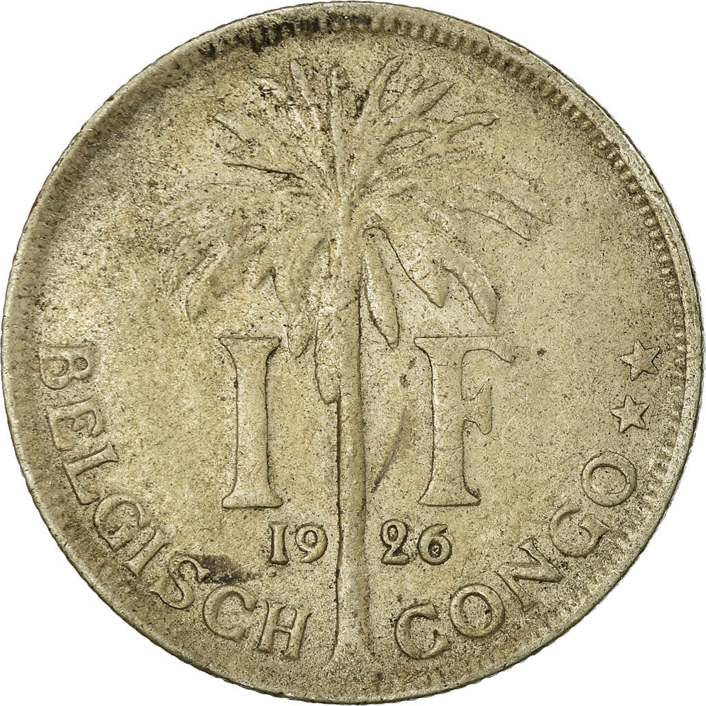 Coin, Belgian Congo, Franc, 1926, EF(40-45), Copper-nickel, KM:21