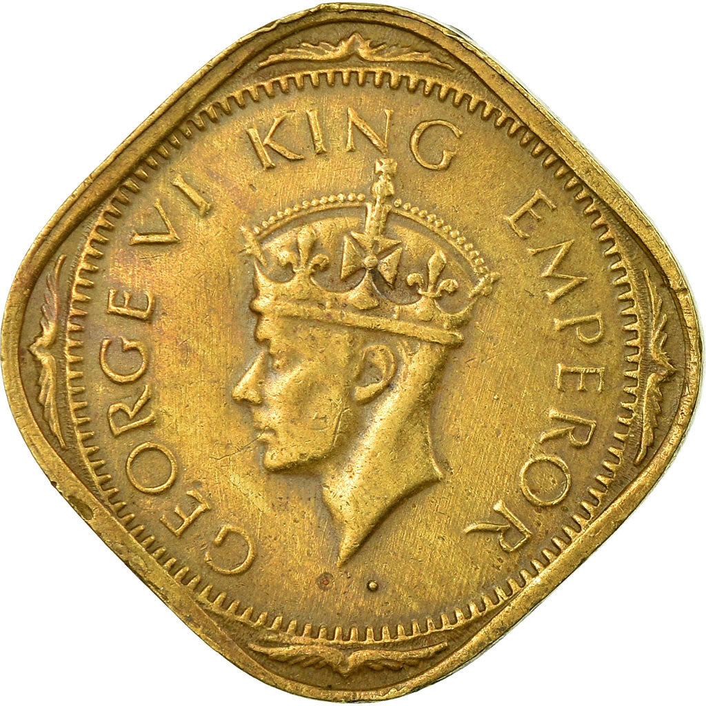 Monnaie, INDIA-BRITISH, George VI, 2 Annas, 1943, TTB, Nickel-brass, KM:541a