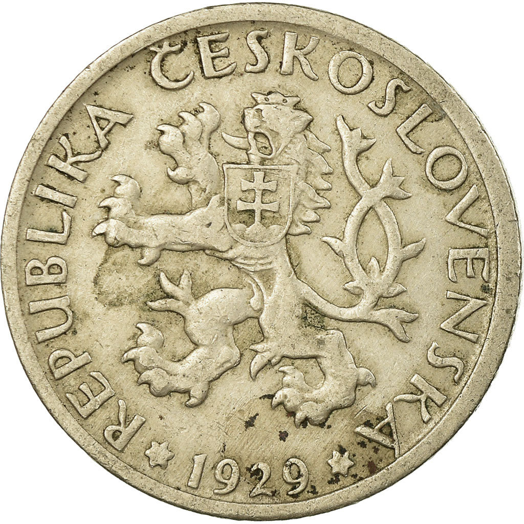 Coin, Czechoslovakia, Koruna, 1929, EF(40-45), Copper-nickel, KM:4