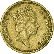 Moeda, Grã-Bretanha, Elizabeth II, Pound, 1992, EF(40-45), Níquel-Latão
