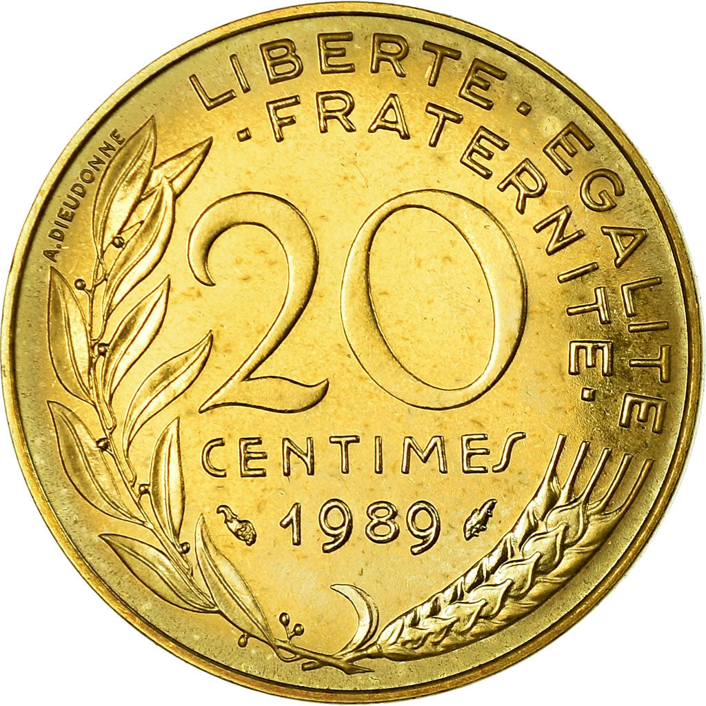 Münze, Frankreich, Marianne, 20 Centimes, 1989, Paris, STGL, Aluminum-Bronze