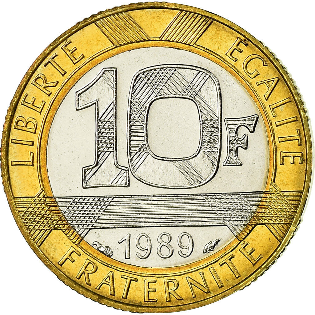 Coin, France, Montesquieu, 10 Francs, 1989, Paris, MS(65-70), Bi-Metallic