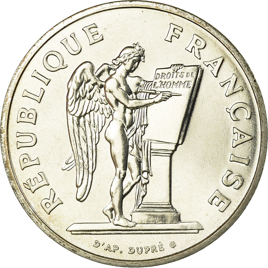 Coin, France, Droits de l'Homme, 100 Francs, 1989, MS(65-70), Silver, KM:970