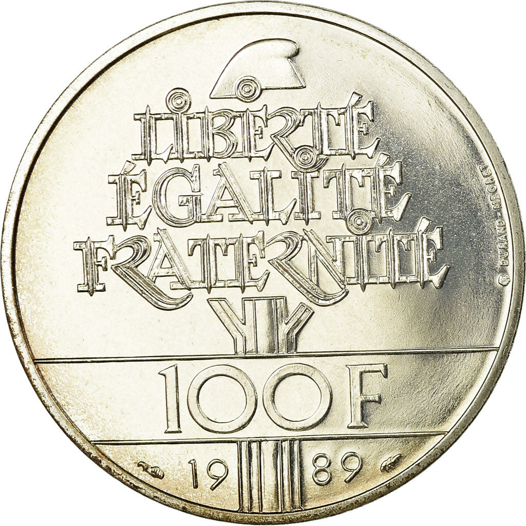 Coin, France, Droits de l'Homme, 100 Francs, 1989, MS(65-70), Silver, KM:970