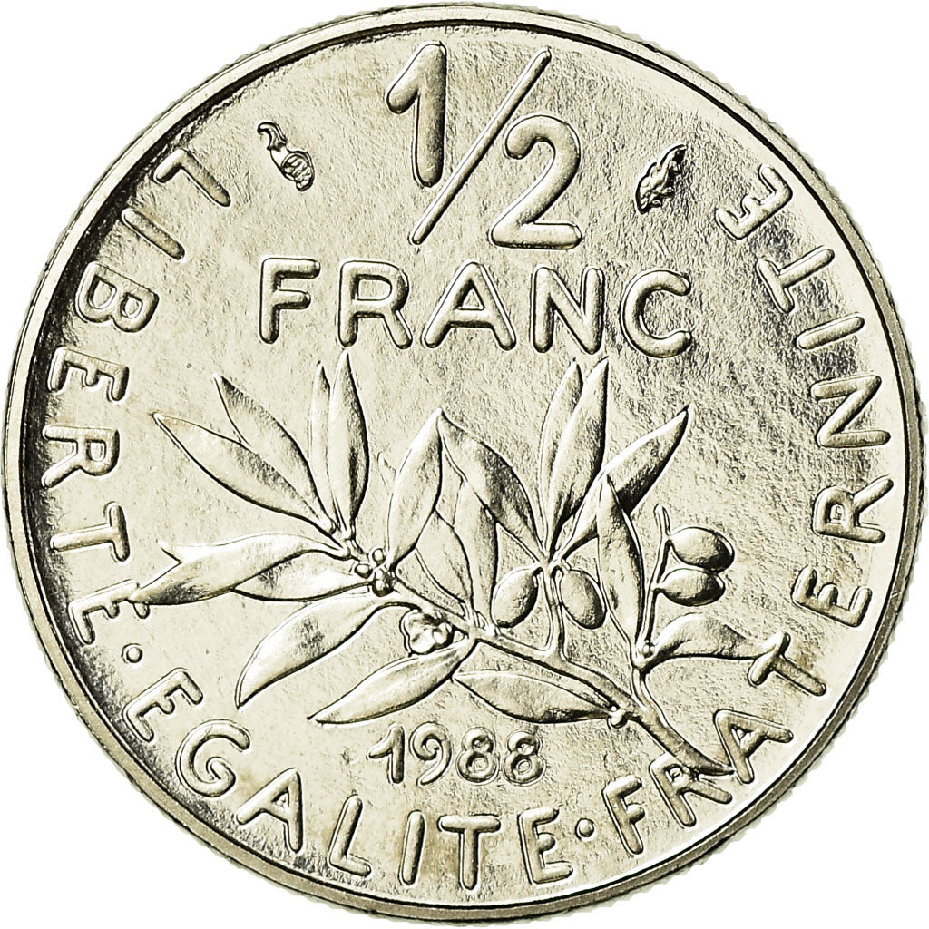 Coin, France, Semeuse, 1/2 Franc, 1988, Paris, MS(65-70), Nickel, KM:931.1