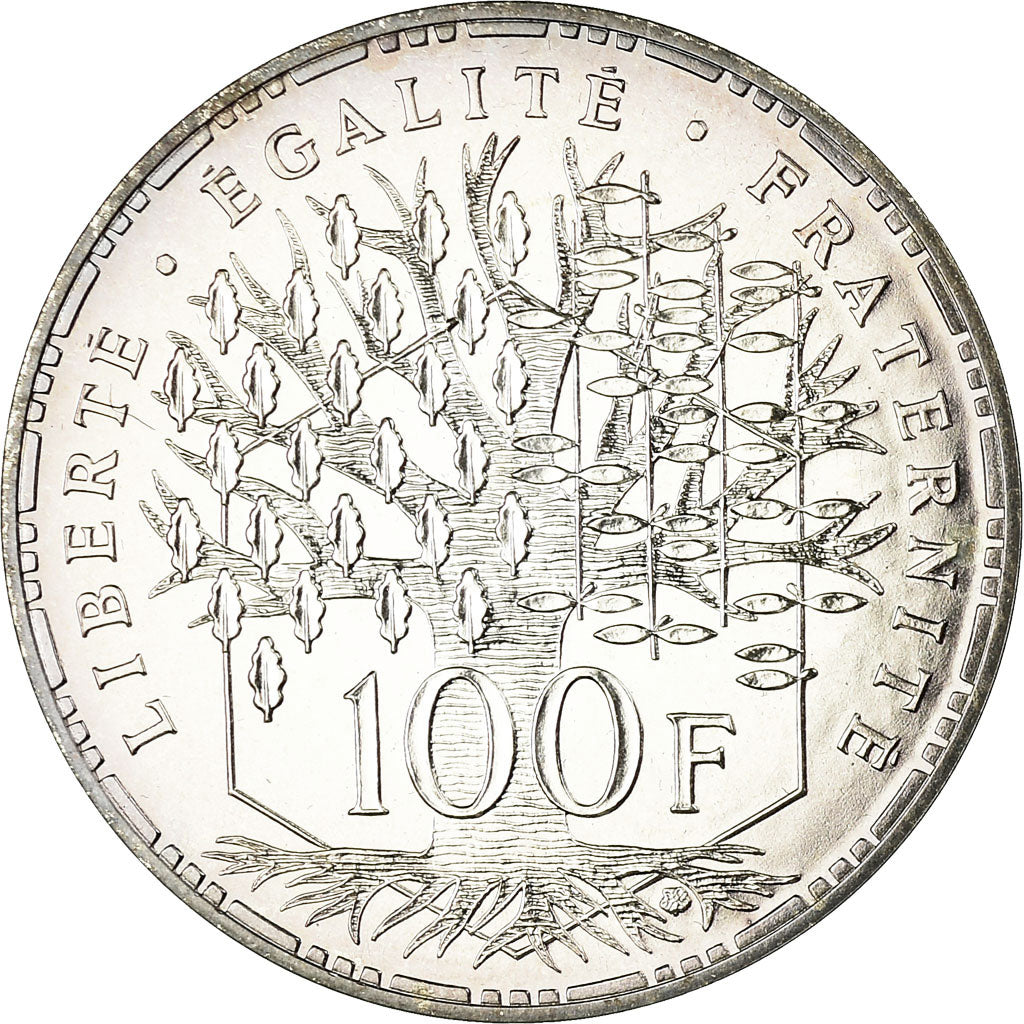 Moeda, França, Panthéon, 100 Francs, 1988, Paris, MS(65-70), Prata, KM:951.1