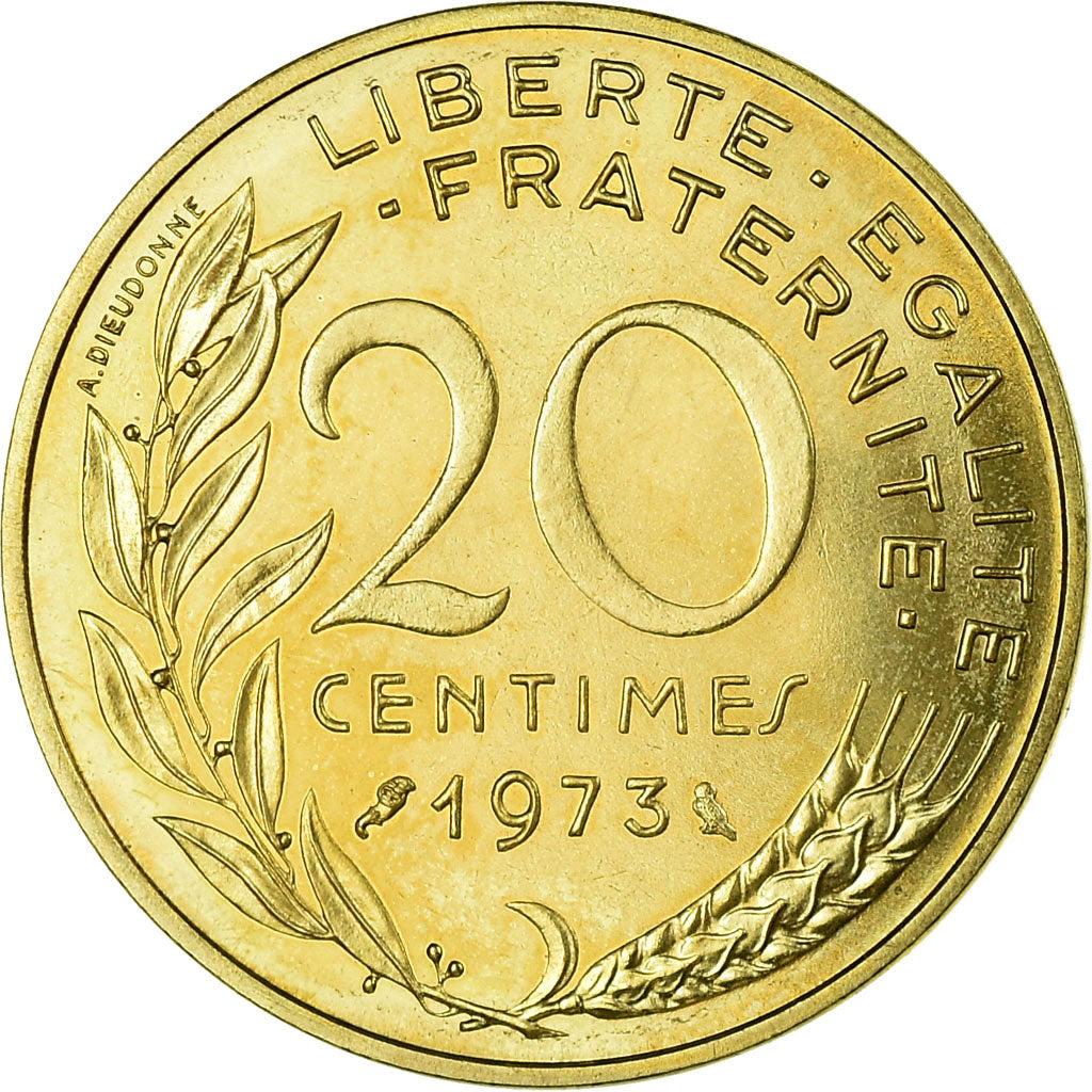 Münze, Frankreich, Marianne, 20 Centimes, 1973, Paris, STGL, Aluminum-Bronze