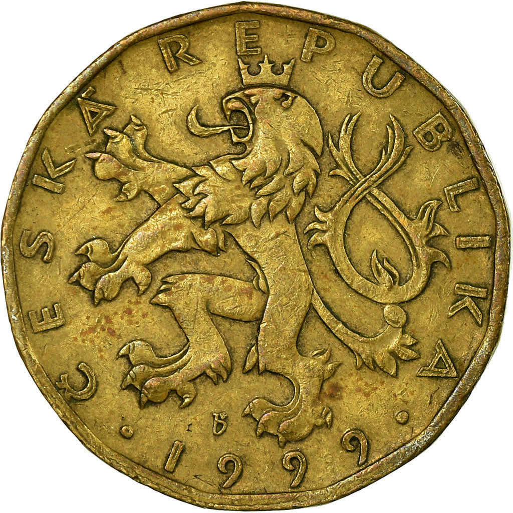 Coin, Czech Republic, 20 Korun, 1999, EF(40-45), Brass plated steel, KM:5