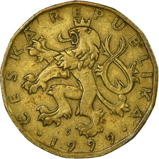Coin, Czech Republic, 20 Korun, 1999, EF(40-45), Brass plated steel, KM:5