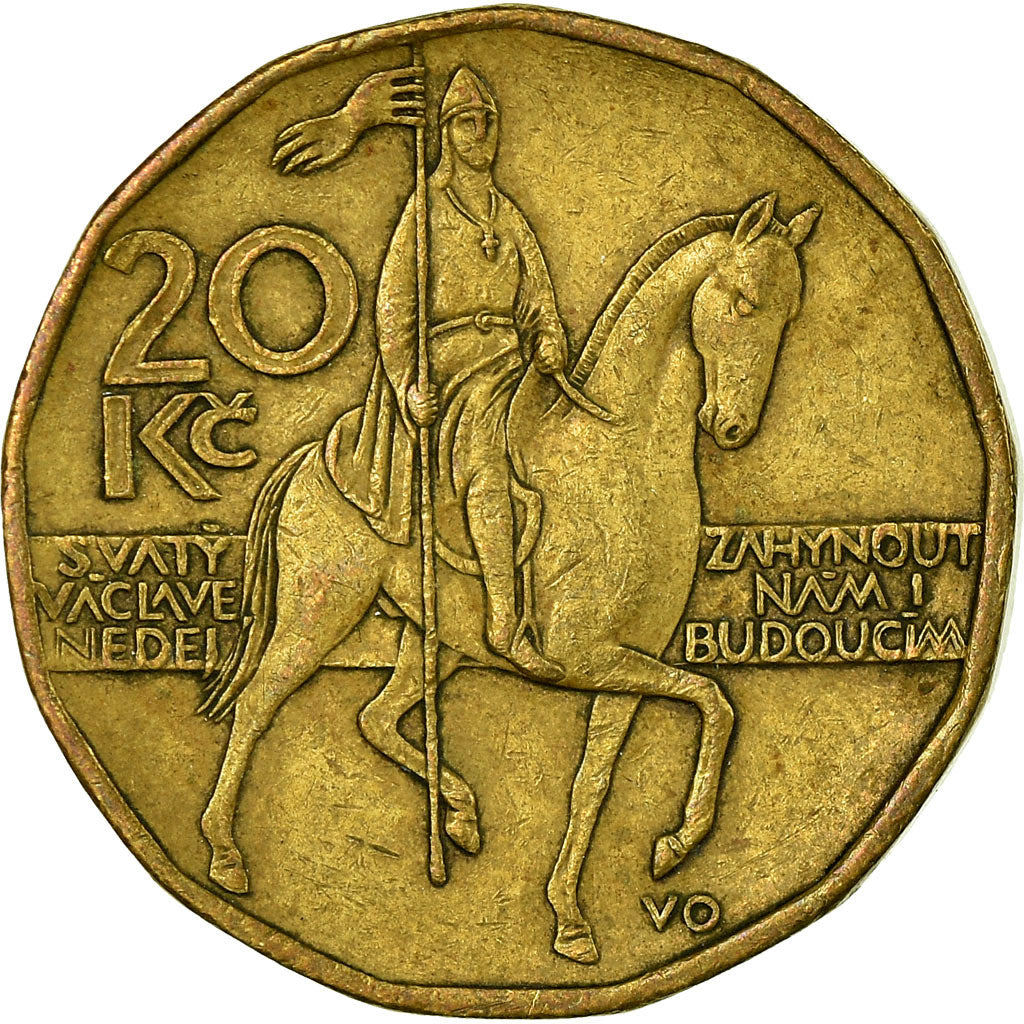 Coin, Czech Republic, 20 Korun, 1999, EF(40-45), Brass plated steel, KM:5