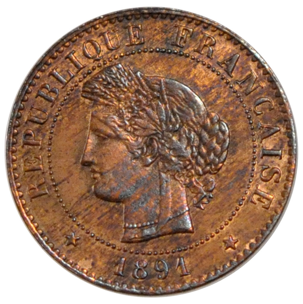 FRANCE, Cérès, Centime, 1891, Paris, KM #826.1, AU(55-58), Bronze, 0.94