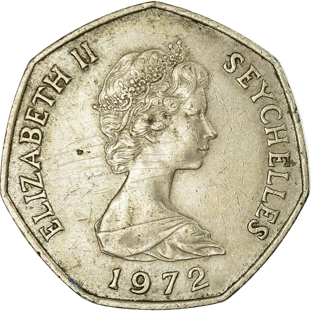 Coin, Seychelles, 5 Rupees, 1972, British Royal Mint, EF(40-45), Copper-nickel
