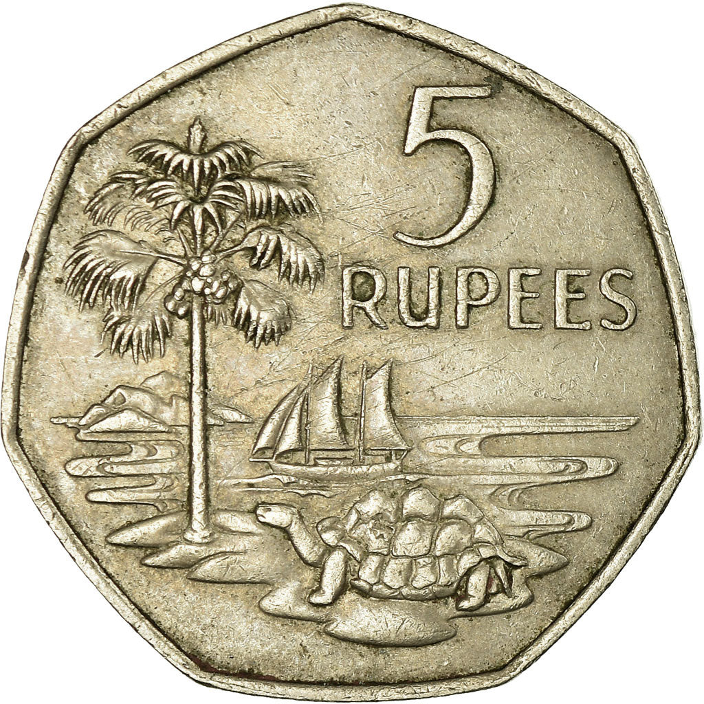 Coin, Seychelles, 5 Rupees, 1972, British Royal Mint, EF(40-45), Copper-nickel