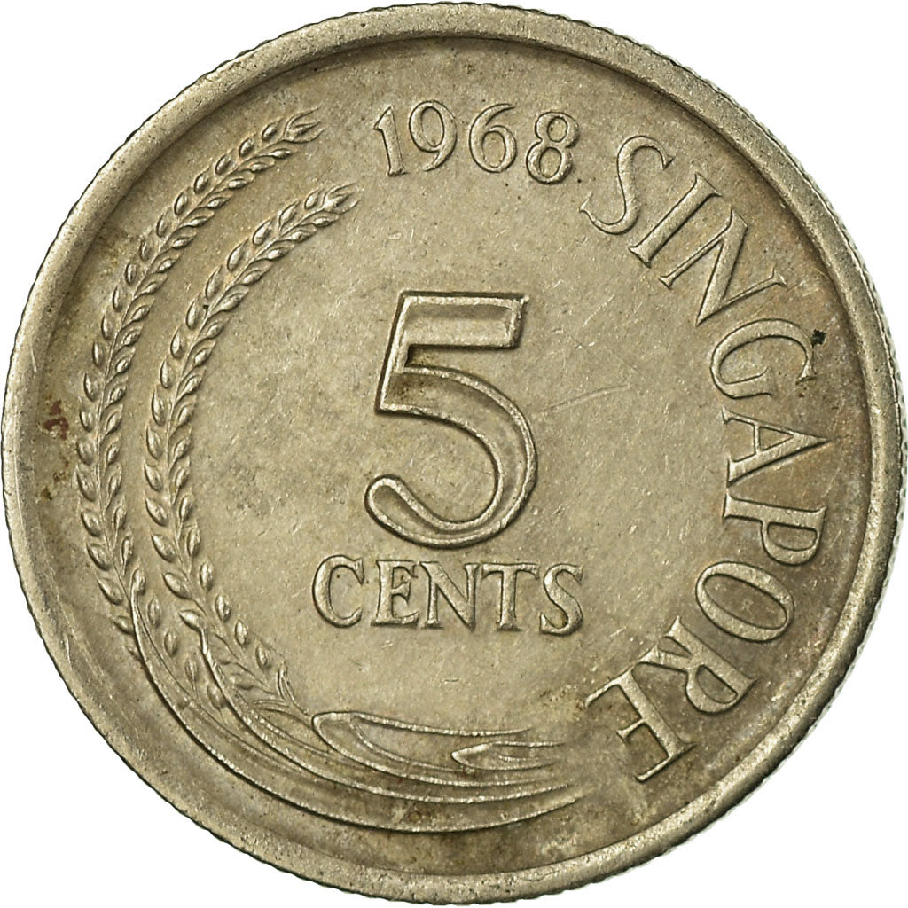 Moneta, Singapur, 5 Cents, 1968, Singapore Mint, EF(40-45), Miedź-Nikiel, KM:2
