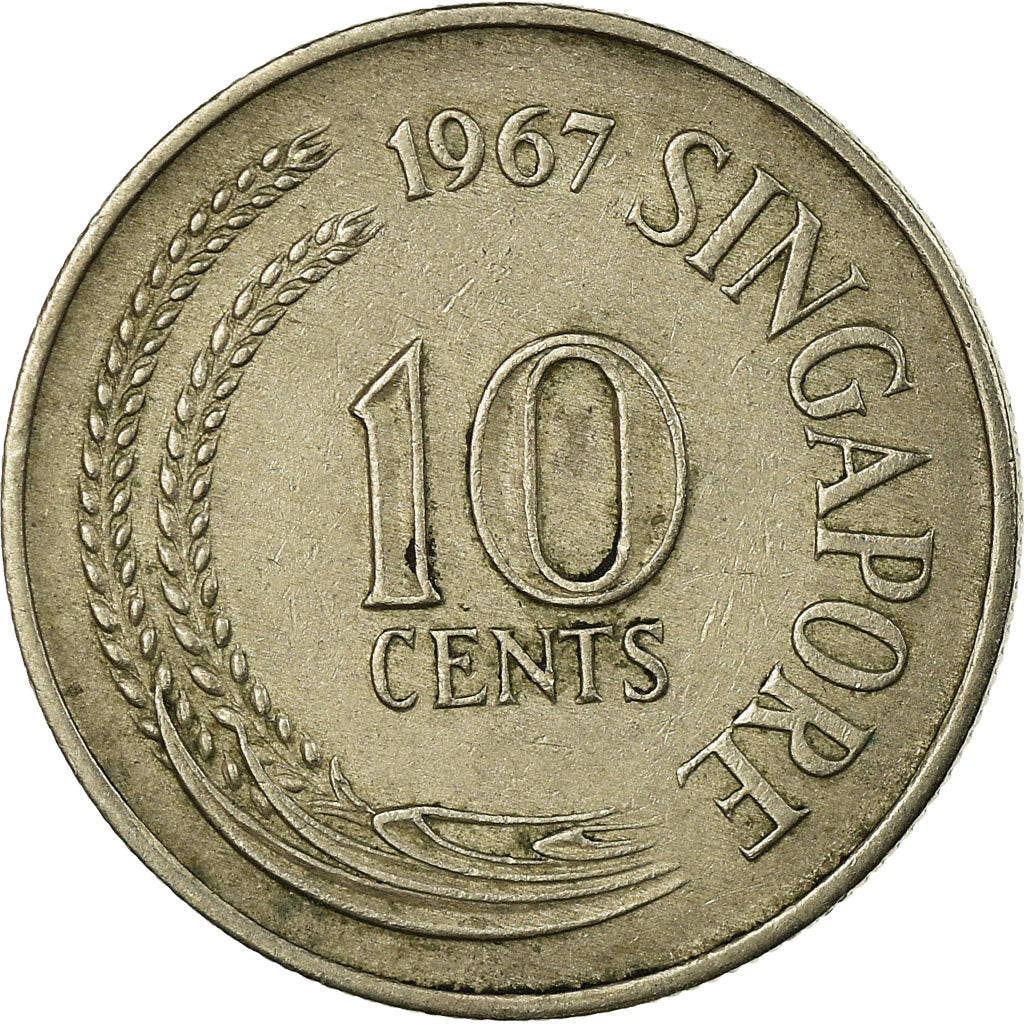 Moneta, Singapore, 10 Cents, 1967, Singapore Mint, BB, Rame-nichel, KM:3