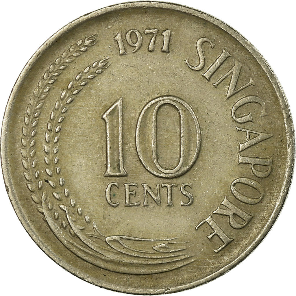 Coin, Singapore, 10 Cents, 1971, Singapore Mint, EF(40-45), Copper-nickel, KM:3