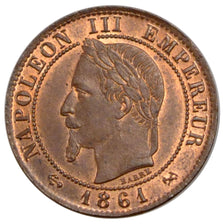 FRANCE, Napoléon III, Centime, 1861, Bordeaux, KM #795.3, MS(65-70), Bronze, G..
