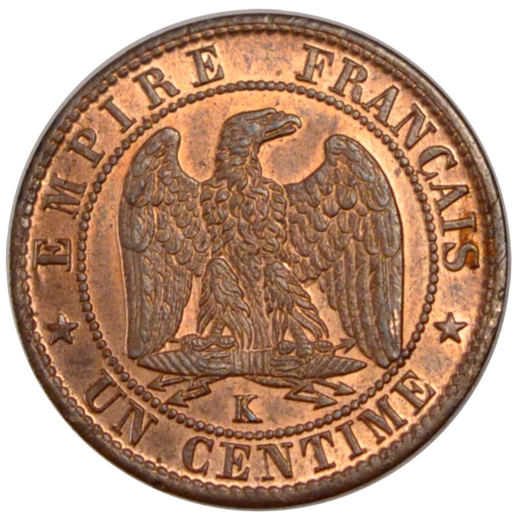 FRANCE, Napoléon III, Centime, 1861, Bordeaux, KM #795.3, MS(65-70), Bronze, G..