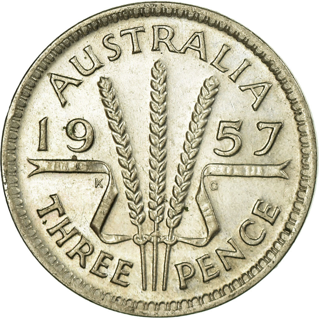 Coin, Australia, Elizabeth II, Threepence, 1957, Melbourne, EF(40-45), Silver