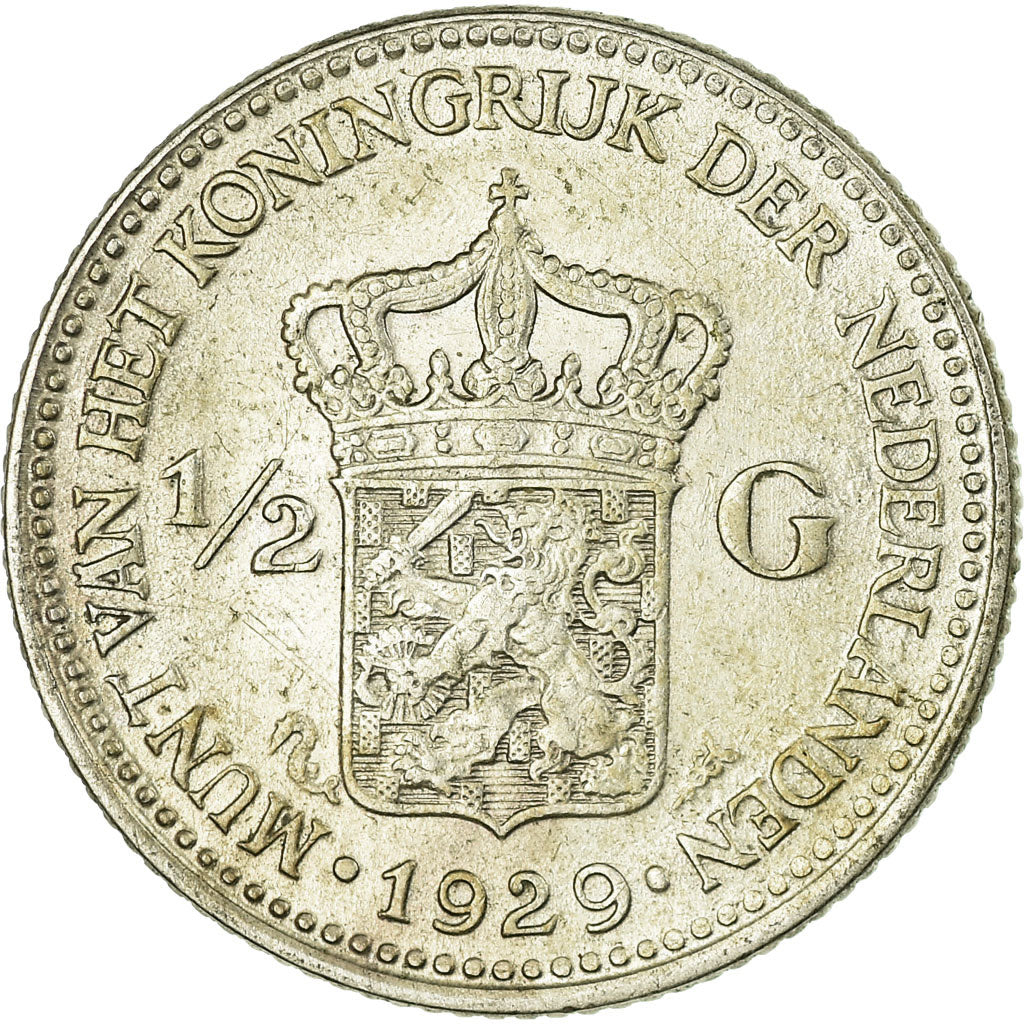 Munten, Nederland, Wilhelmina I, 1/2 Gulden, 1929, ZF, Zilver, KM:160