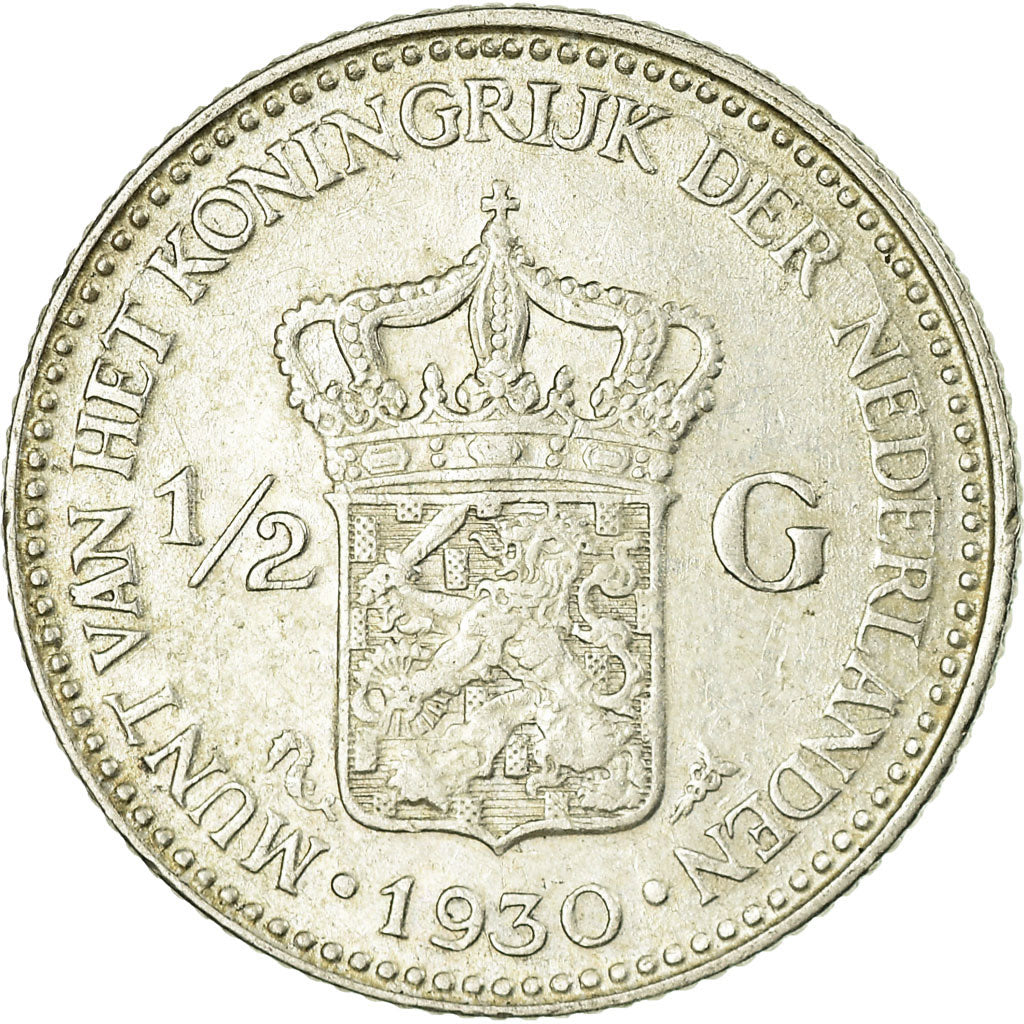 Coin, Netherlands, Wilhelmina I, 1/2 Gulden, 1930, EF(40-45), Silver, KM:160