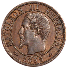 FRANCE, Napoléon III, Centime, 1853, Strasbourg, KM #775.3, AU(50-53), Bronze, G
