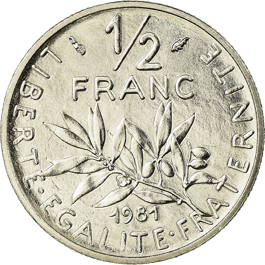 Moneta, Francja, Semeuse, 1/2 Franc, 1981, Paris, MS(65-70), Nikiel, KM:931.1