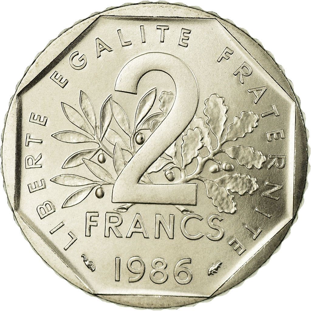 Munten, Frankrijk, Semeuse, 2 Francs, 1986, Paris, FDC, Nickel, KM:942.1