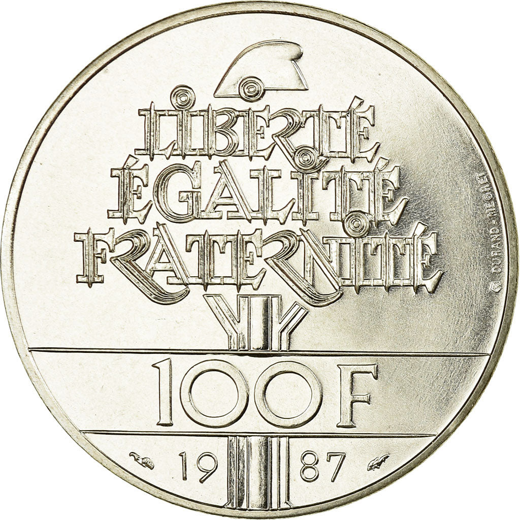 Coin, France, Lafayette, 100 Francs, 1987, MS(65-70), Silver, KM:962