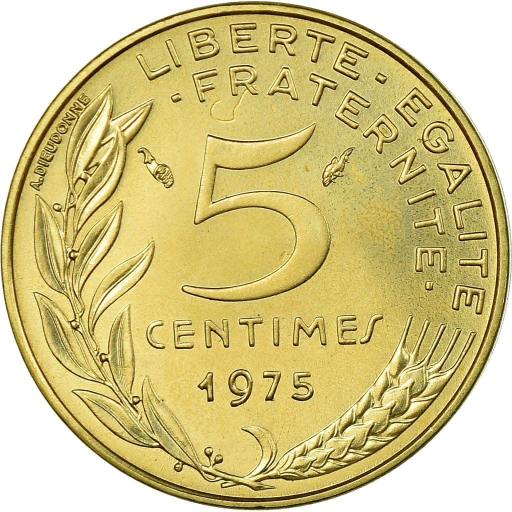 Coin, France, Marianne, 5 Centimes, 1975, Paris, MS(65-70), Aluminum-Bronze