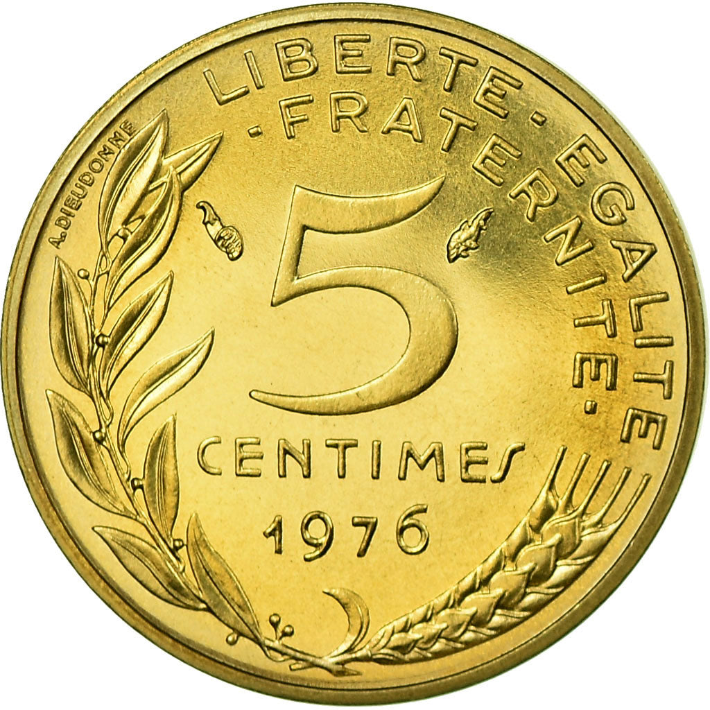 Coin, France, Marianne, 5 Centimes, 1976, Paris, MS(65-70), Aluminum-Bronze