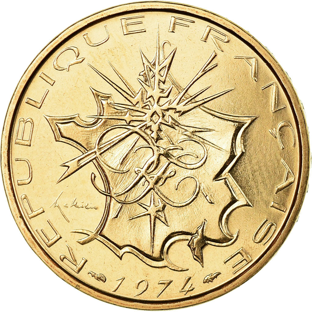 Coin, France, Mathieu, 10 Francs, 1974, Paris, MS(65-70), Nickel-brass, KM:940