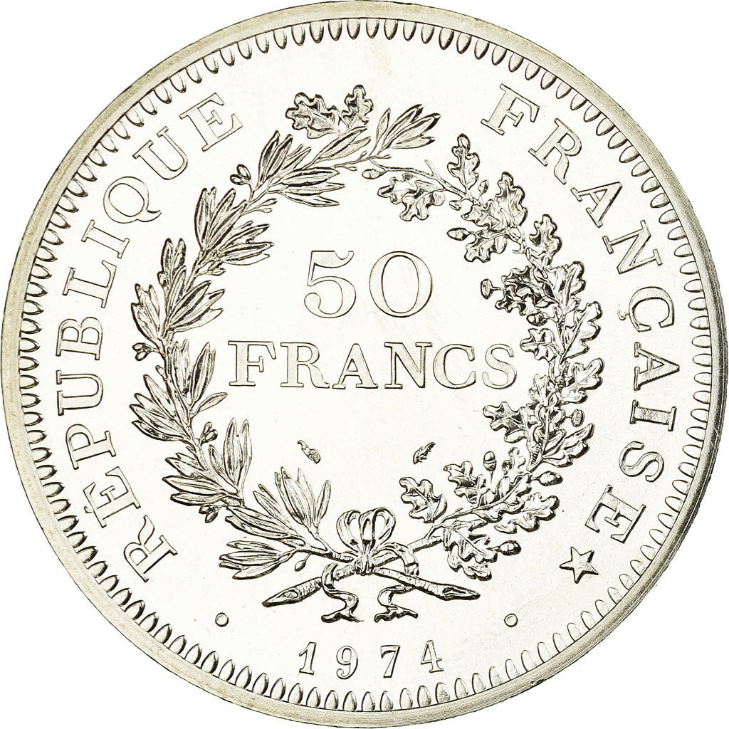 Coin, France, Hercule, 50 Francs, 1974, Paris, MS(65-70), Silver, KM:941.1