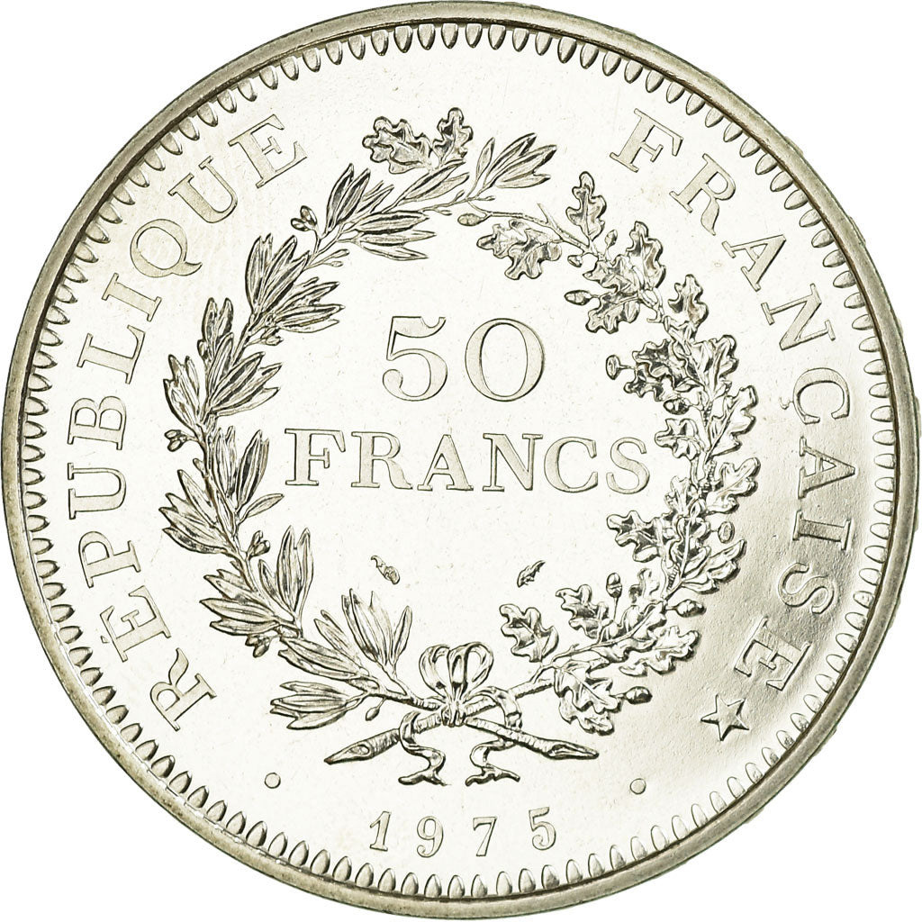 Coin, France, Hercule, 50 Francs, 1975, Paris, MS(65-70), Silver, KM:941.1