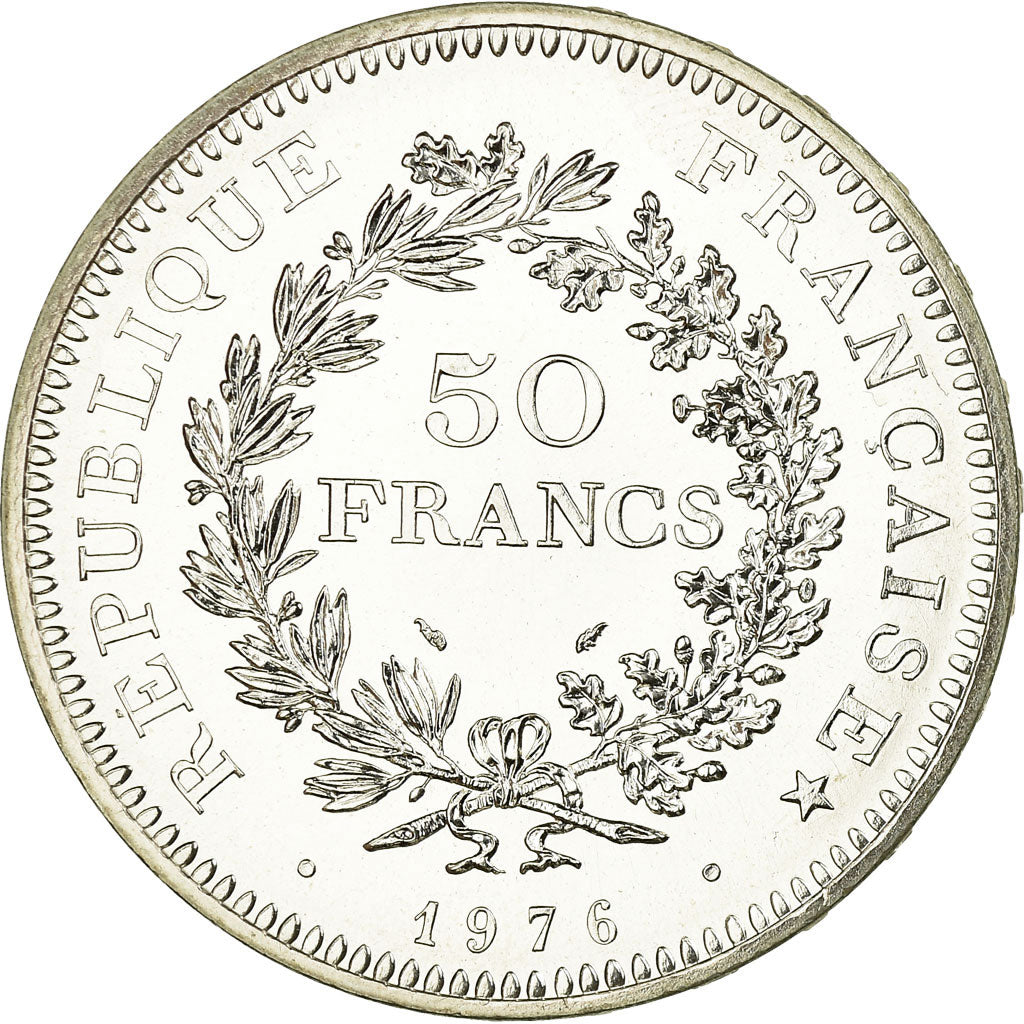Coin, France, Hercule, 50 Francs, 1976, Paris, MS(65-70), Silver, KM:941.1