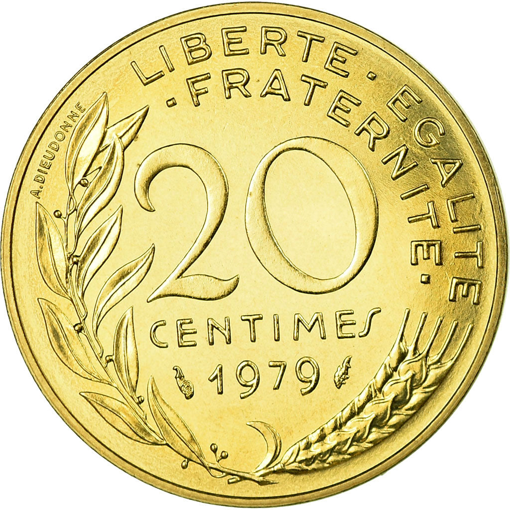 Munten, Frankrijk, Marianne, 20 Centimes, 1979, Paris, FDC, Aluminum-Bronze
