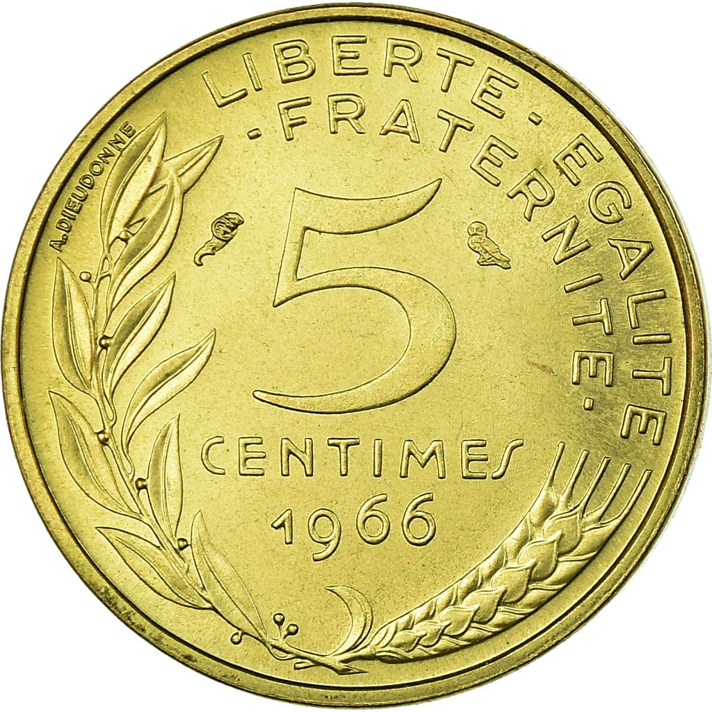 Coin, France, Marianne, 5 Centimes, 1966, Paris, MS(65-70), Aluminum-Bronze