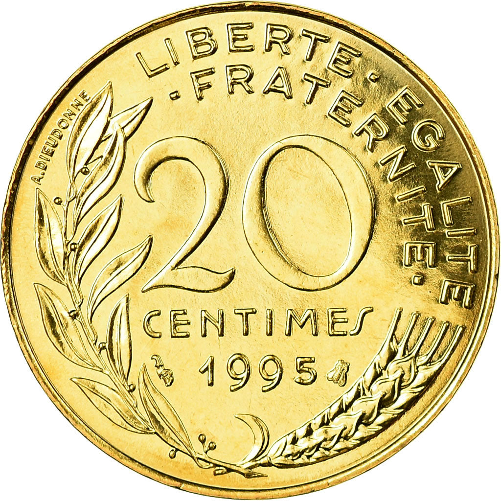 Coin, France, Marianne, 20 Centimes, 1995, Paris, MS(65-70), Aluminum-Bronze