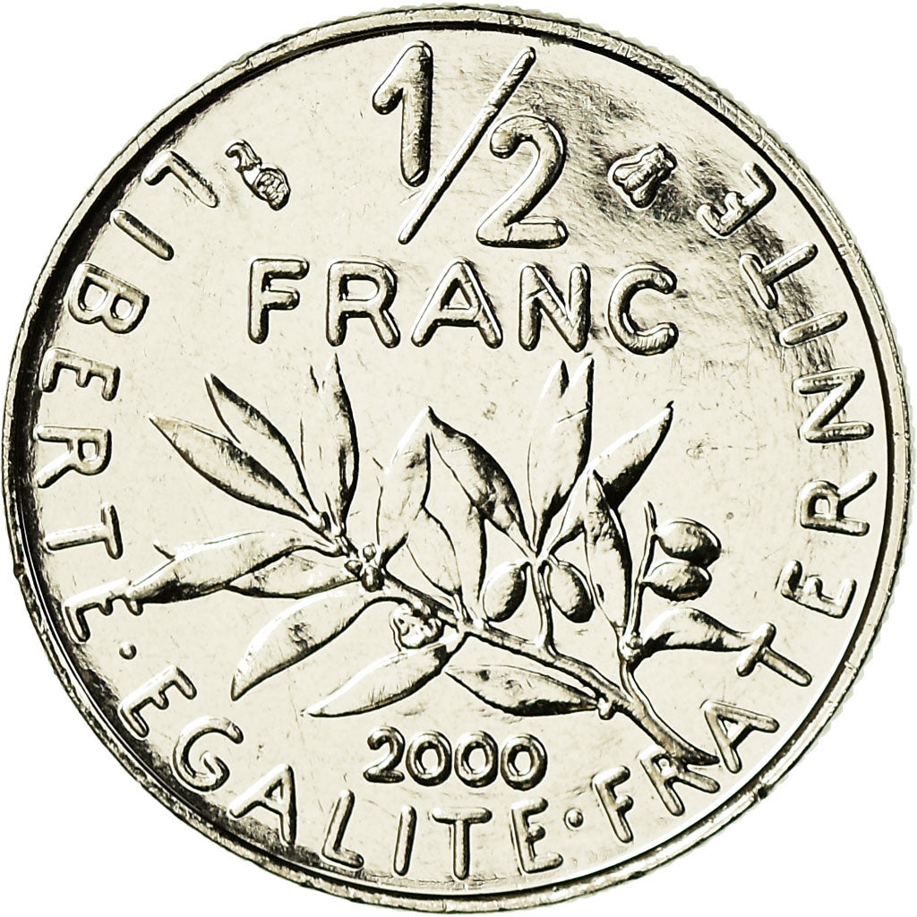 Moneta, Francja, Semeuse, 1/2 Franc, 2000, Paris, MS(65-70), Nikiel, KM:931.2