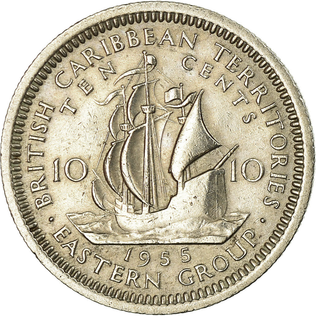 Monnaie, Etats des caraibes orientales, Elizabeth II, 10 Cents, 1955, TTB