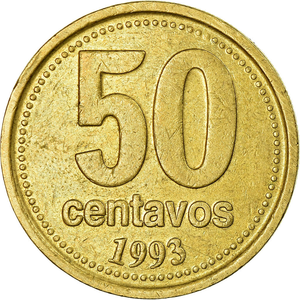 Coin, Argentina, 50 Centavos, 1993, Buenos Aires, EF(40-45), Aluminum-Bronze