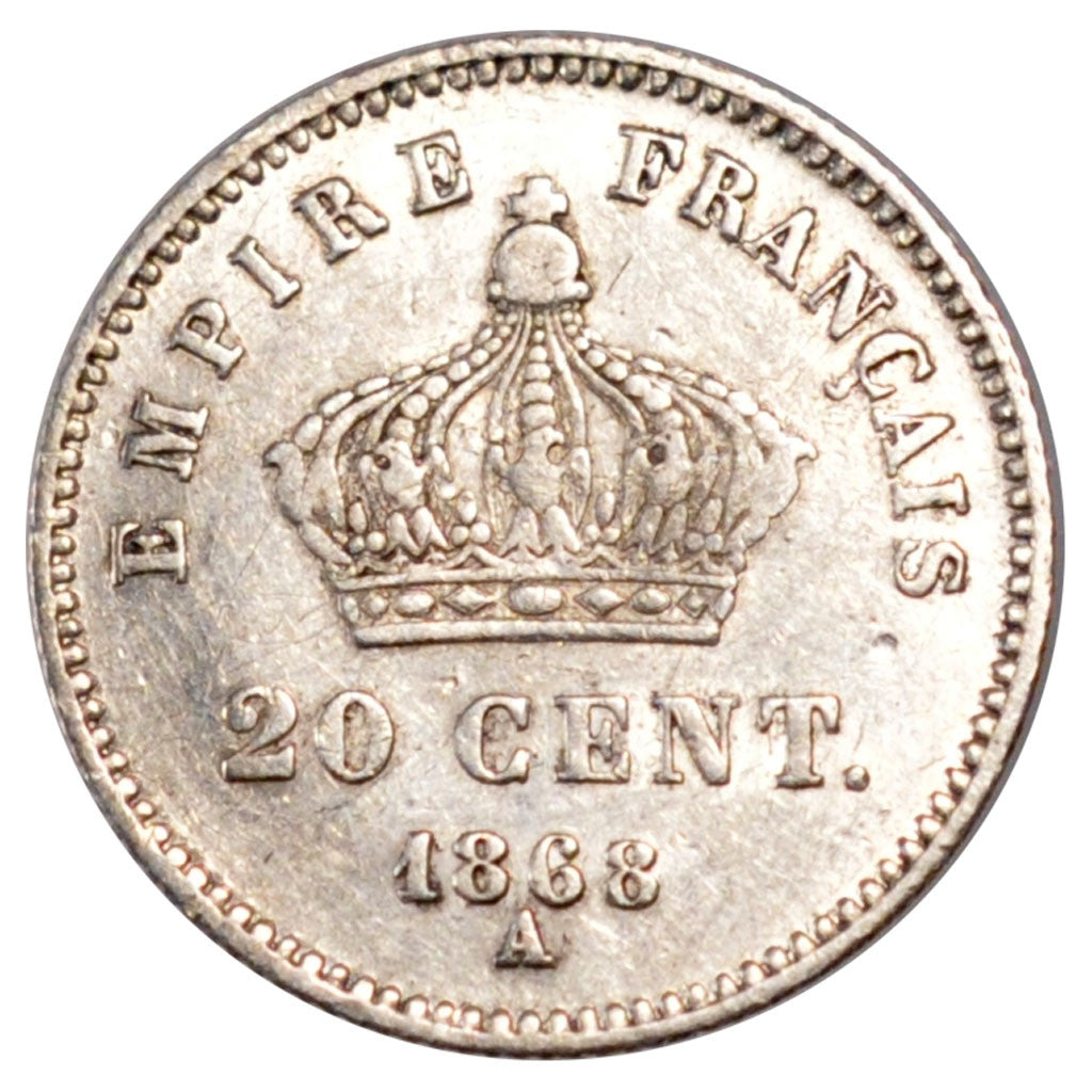 Second Empire, 20 Centimes Napoléon III tête laurée
