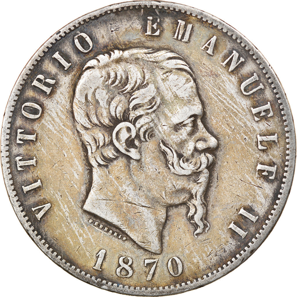 Monnaie, Italie, Vittorio Emanuele II, 5 Lire, 1870, Milan, TTB, Argent, KM:8.3