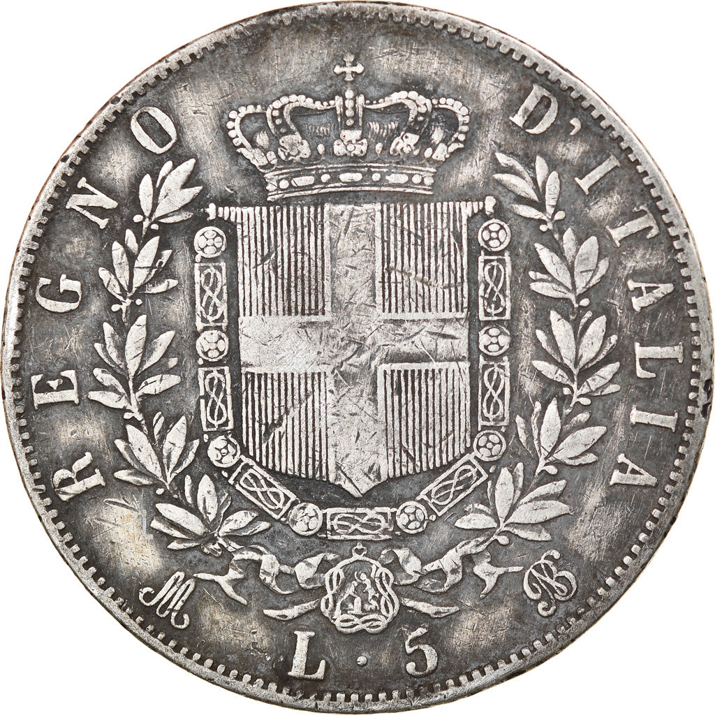 Monnaie, Italie, Vittorio Emanuele II, 5 Lire, 1870, Milan, TTB, Argent, KM:8.3