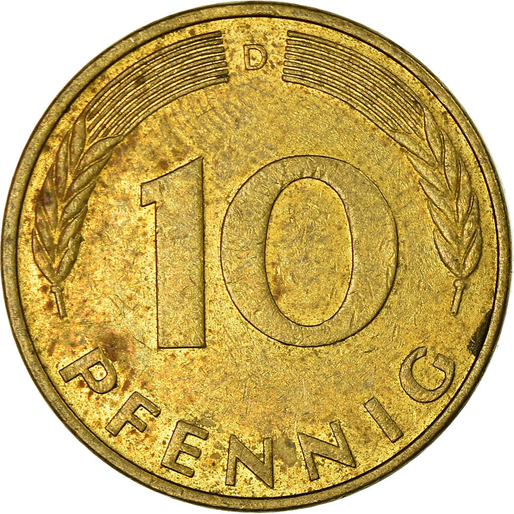 Moneta, Niemcy - RFN, 10 Pfennig, 1993, Munich, EF(40-45), Mosiądz powlekany